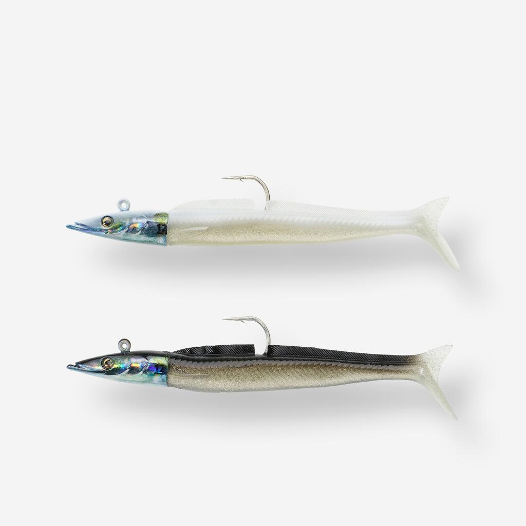 COMBO leurres souples shad lançon EELO 110 12gr DOS NOIR/DOS BLANC